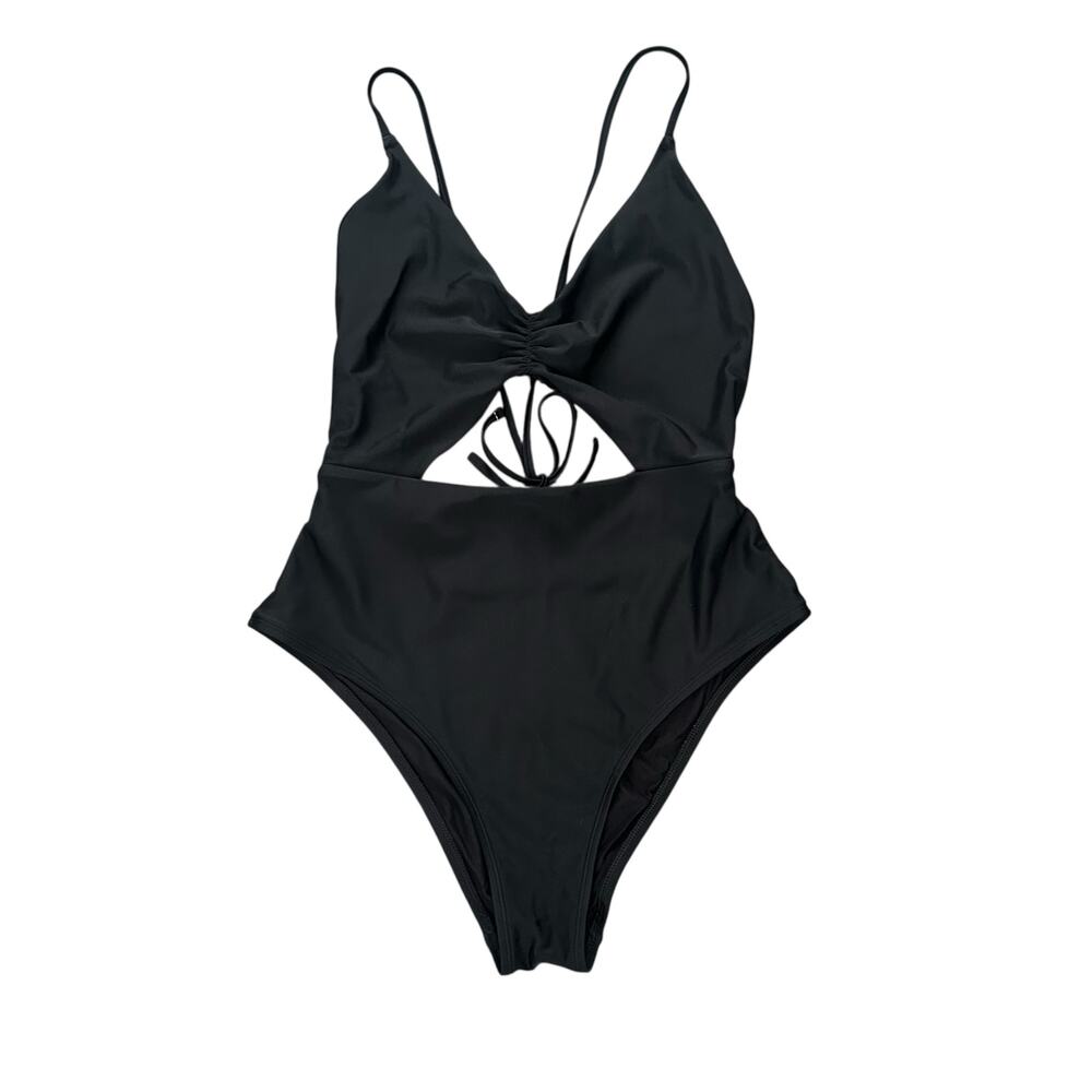Aerie One Piece Black Strappy Cutout Swimsuit Sz Large
